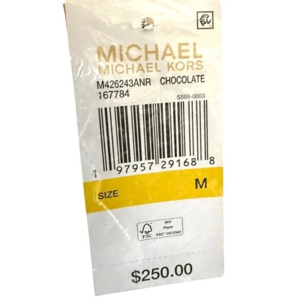 Michael Kors Womens Brown Quilted Puffer Zip Up Hooded Chevron Jacket Sz M New - Picture 6 of 15